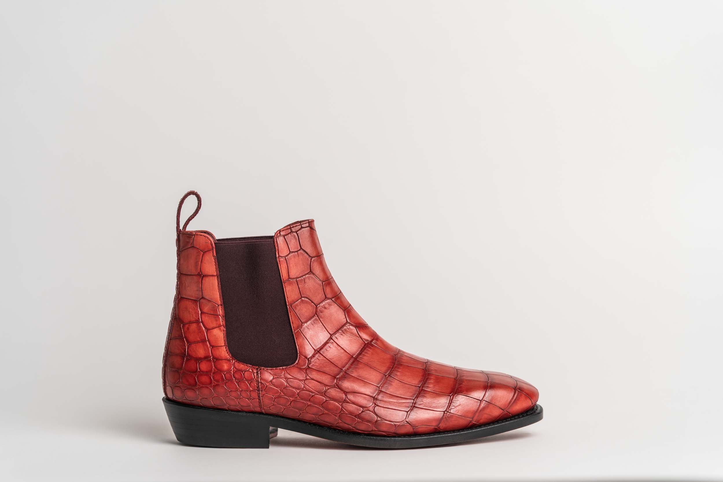 Chelsea Boots (Red) Croco embossed