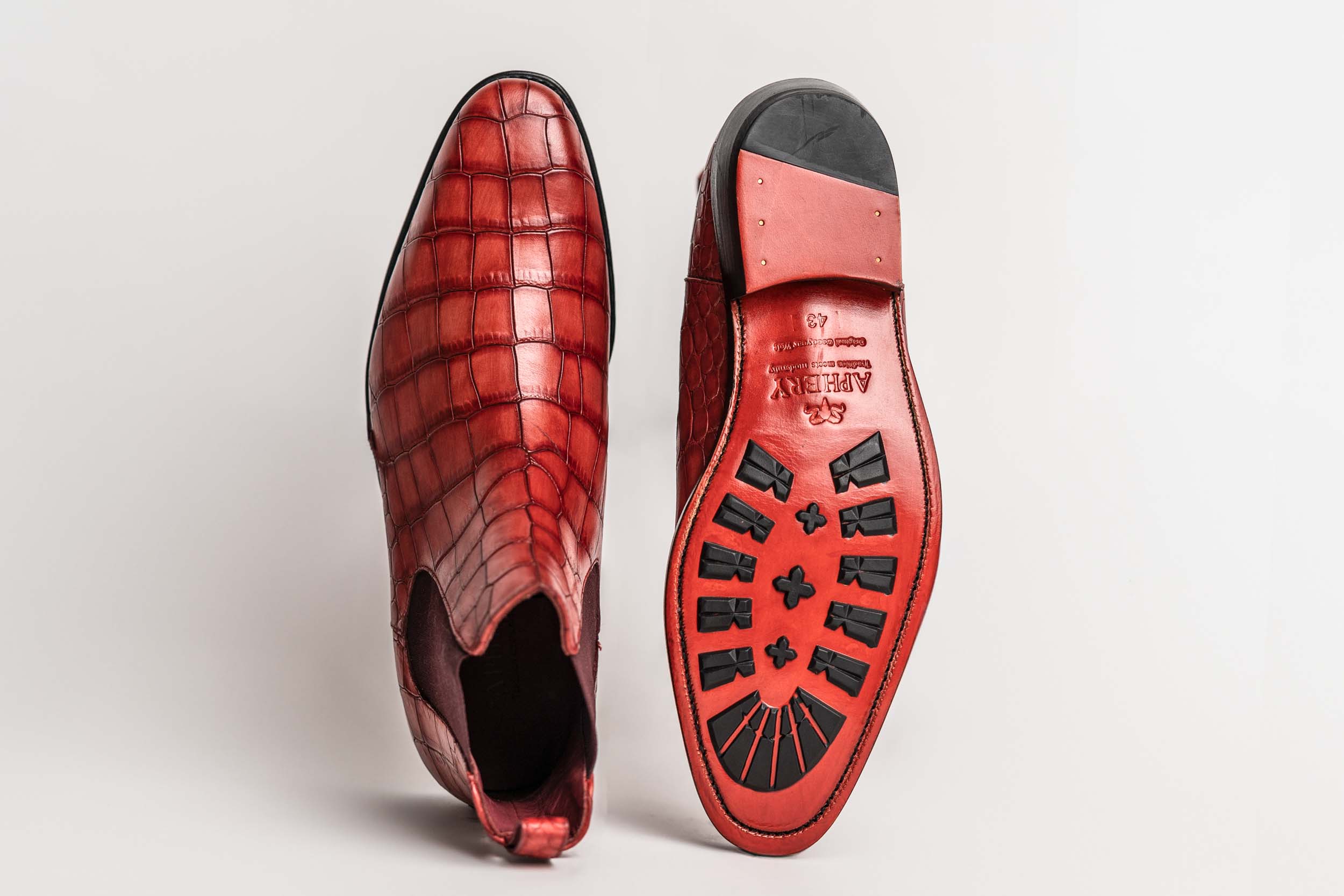 Chelsea Boots (Red) Croco embossed
